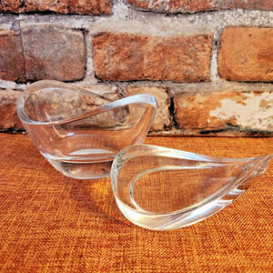 NAMBE' Crystal Danish Modern Style Art Glass Bowl and Lid GORGEOUS HEAVY